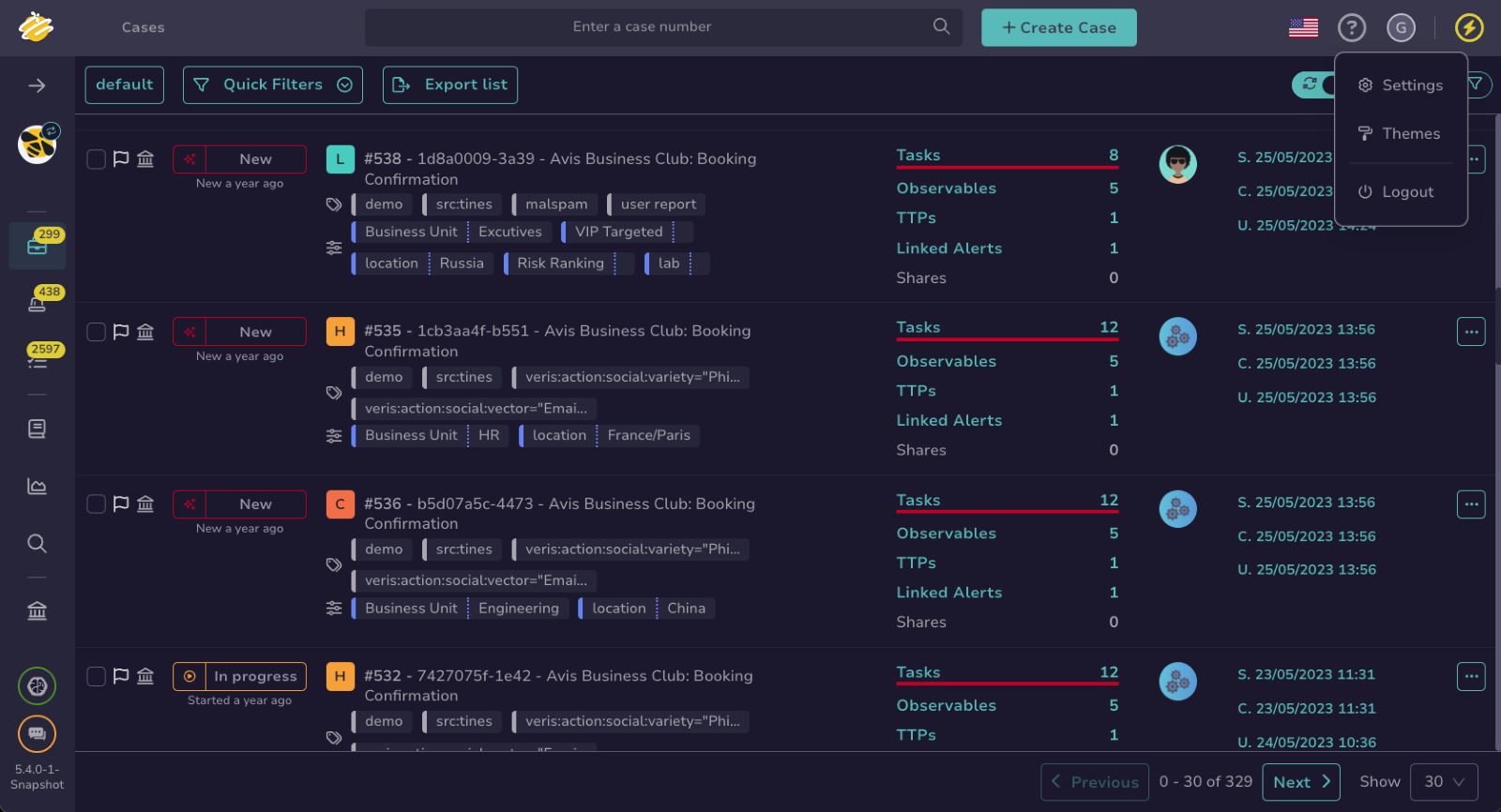 TheHive 5.4 is out: dark mode, better reporting and more